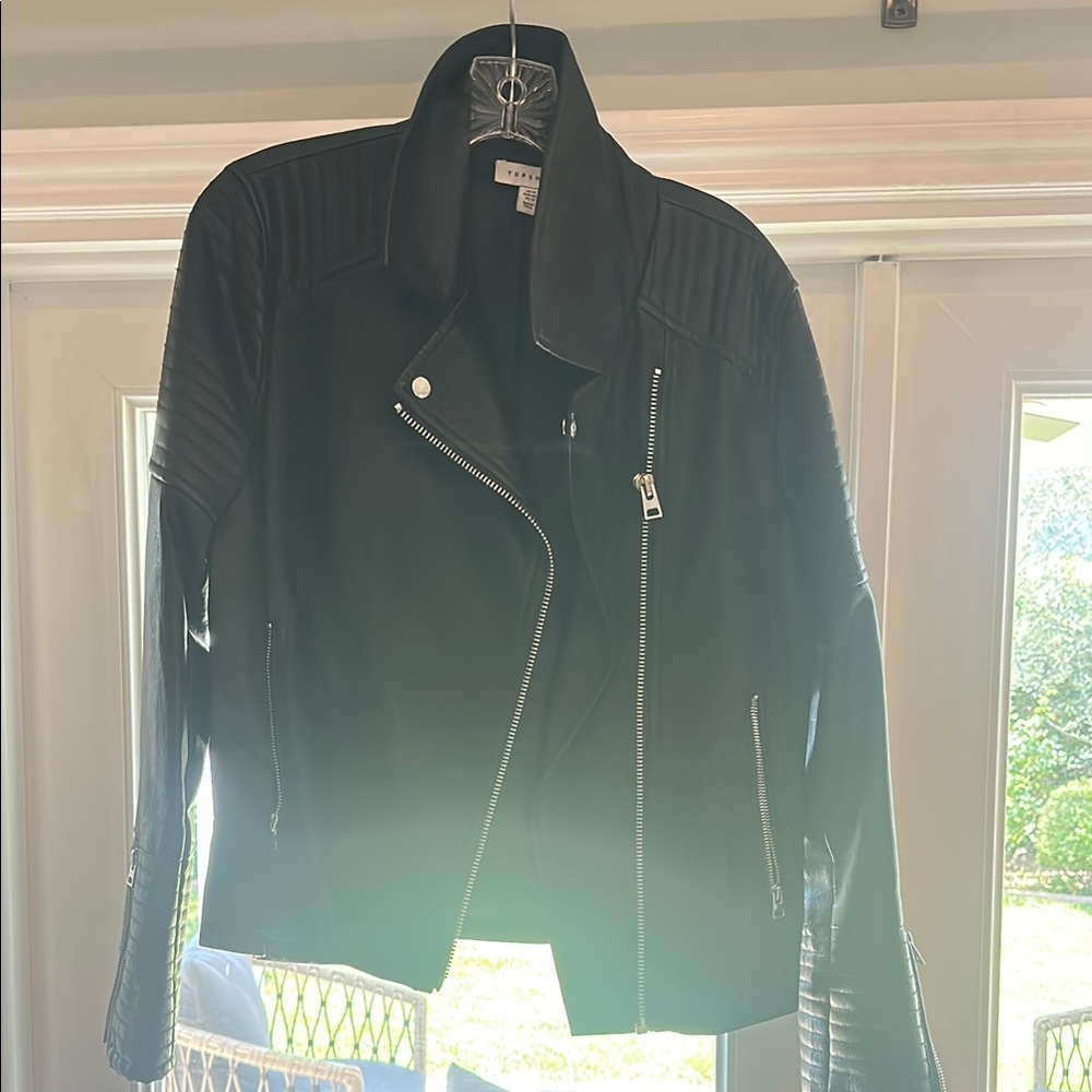 Blank NYC Black Leather Moto Jacket Asymmetrical Zipper